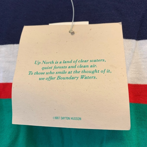Vintage Boundary Waters striped tshirt Size Small 100% Cotton 1987 Dayton Hudson - Picture 2 of 8